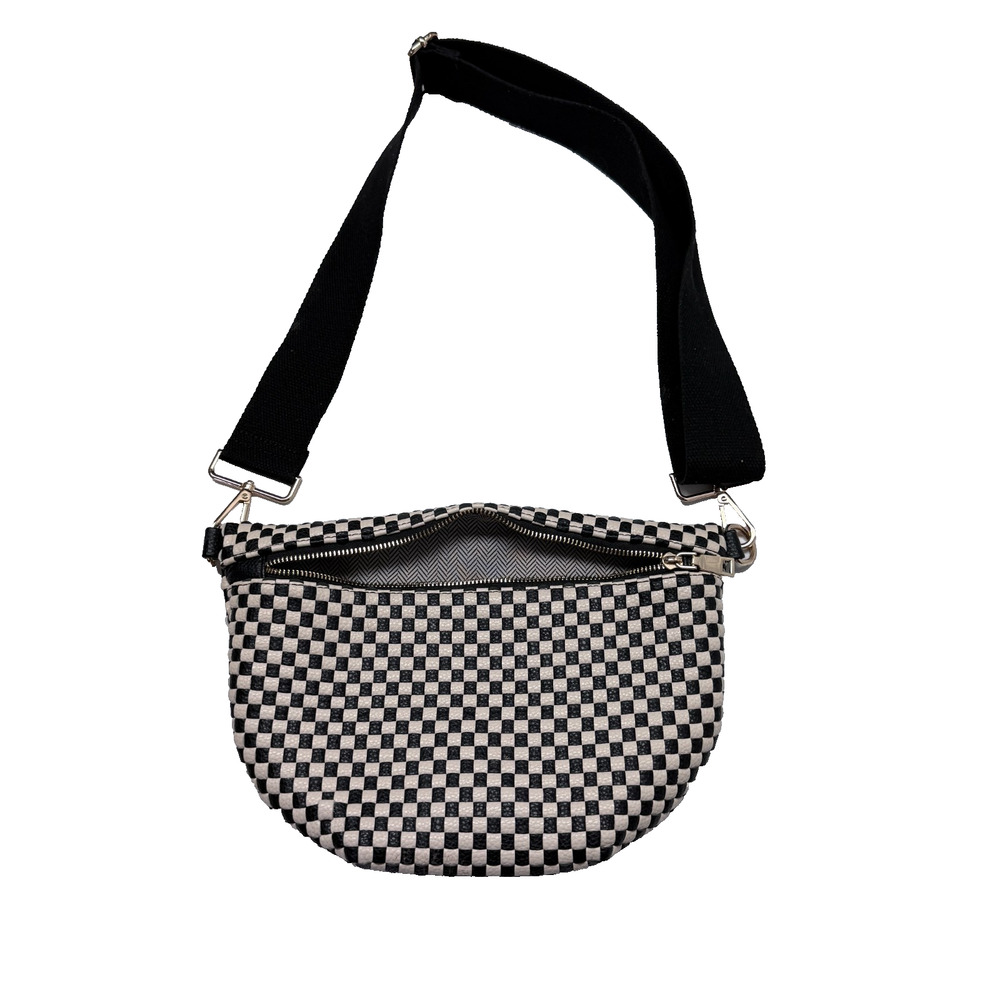 Pretty Simple Westlyn Woven Crossbody Bum Bag Checkered Black and White